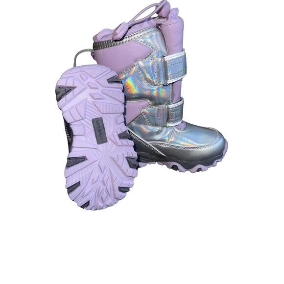 LANDS' END LIGHT PURPLE SILVER TODLER FAUX FUR THERMOLITE BOOTIES SNOW BOOTS 7 - Picture 6 of 6